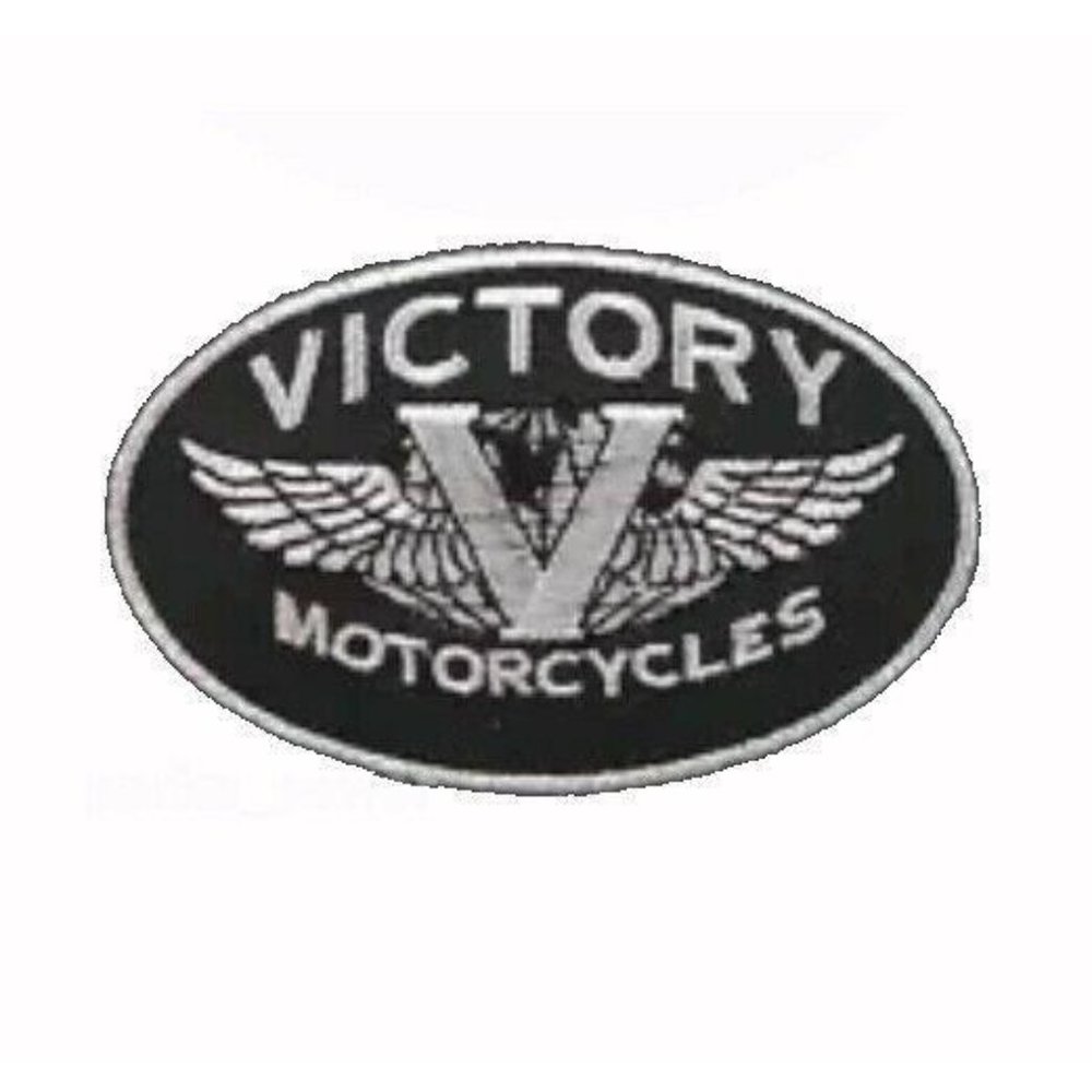 Victory Black-Silver Iron-On Sew-On Patch